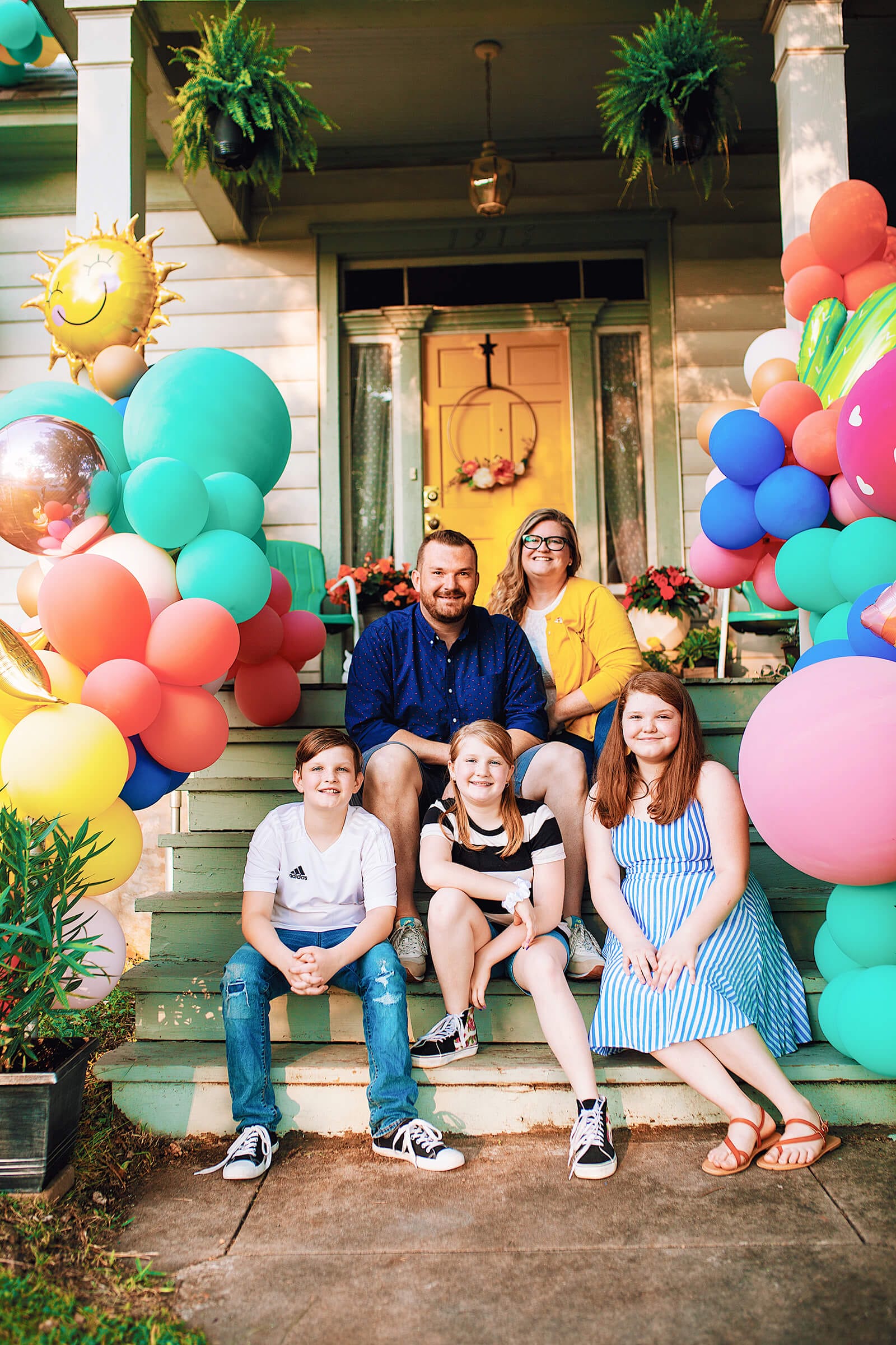 Christen Byrd, pictured here with her family, is the owner of Just Peachy, a balloon, event, and party decor shop in Little Rock, Arkansas.