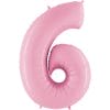 Product image for pastel pink mylar giant number 6 helium balloon, 40 inches tall, from Just Peachy in Little Rock, Arkansas.