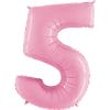 Product image for pastel pink mylar giant number 5 helium balloon, 40 inches tall, from Just Peachy in Little Rock, Arkansas.