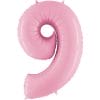 Product image for pastel pink mylar giant number 9 helium balloon, 40 inches tall, from Just Peachy in Little Rock, Arkansas.