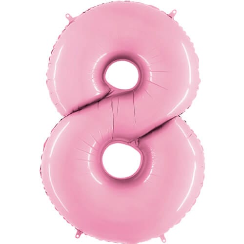 Product image for pastel pink mylar giant number 8 helium balloon, 40 inches tall, from Just Peachy in Little Rock, Arkansas.