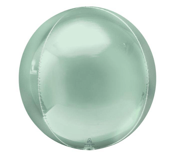 Product image for mint green mylar orb helium balloon, 16 inch sphere, from Just Peachy in Little Rock, Arkansas.