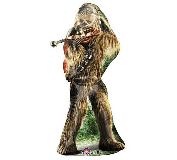 Product image for photorealistic Star Wars Chewbacca mylar helium balloon, 38 inches tall, from Just Peachy in Little Rock, Arkansas.
