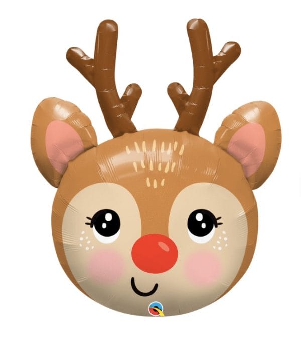 Rudolph the red-nosed reindeer Mylar helium balloon available for Christmas from Just Peachy in Little Rock.