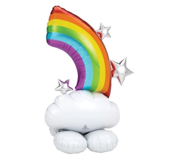 Puffy inflated rainbow airloond balloon party decoration from Just Peachy.