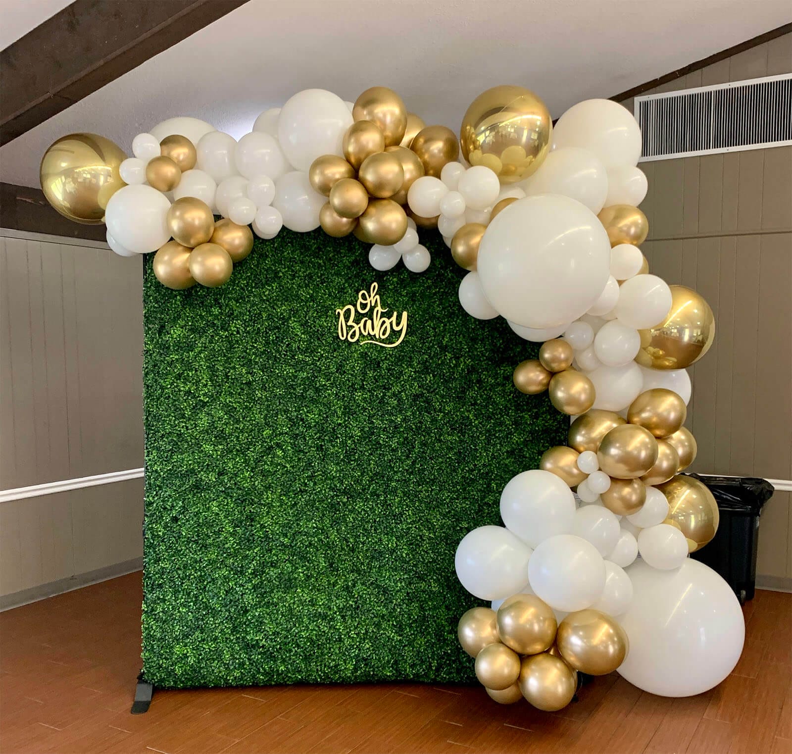 Rentable Boxwood Wall with Balloon Half Wrap from Just Peachy in Little Rock.