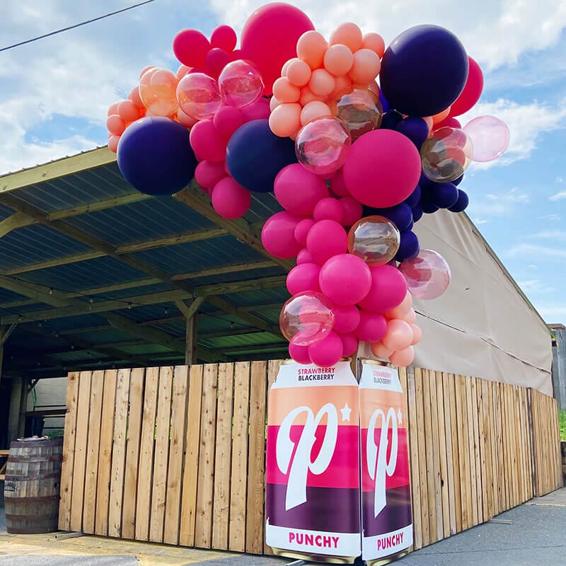 Lost Forty Brewing custom beer themed balloon arch by Just Peachy in Little Rock, Arkansas.