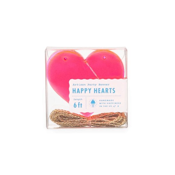 Neon pink hearts on a gold cord for Valentine’s Day from Just Peachy