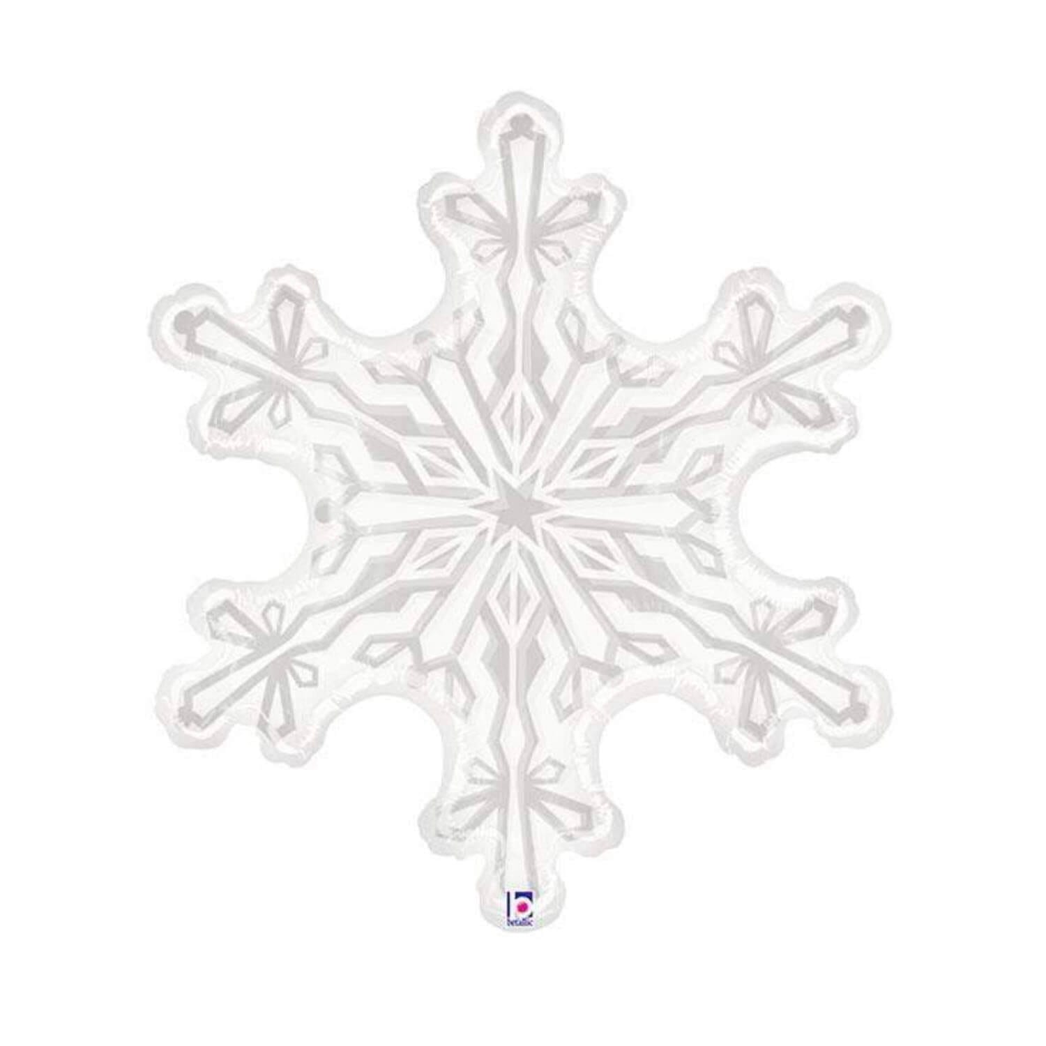 Giant silver snowflake clear helium balloon available for Christmas from Just Peachy in Little Rock, Arkansas.